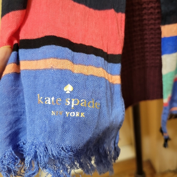 Kate Spade Multi Color Striped Light Woven Scarf/Wrap - Picture 2 of 3